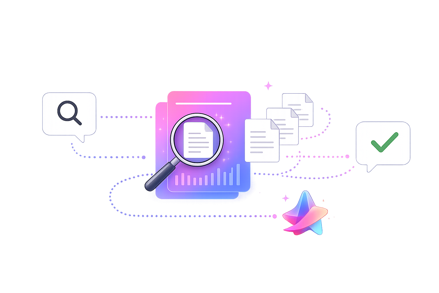 A question matched against indexed documents and verified before answering